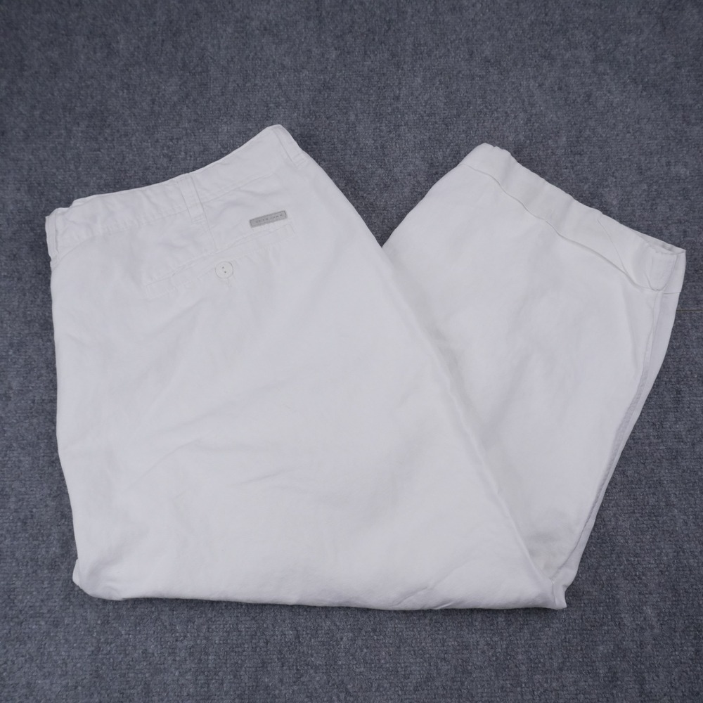 Sean John Cropped Pants Women 48B White Linen Cotton Drawstring Capri